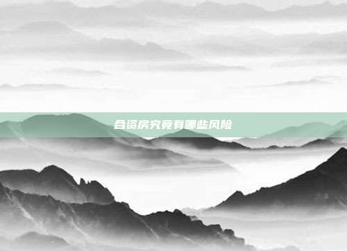 合资房究竟有哪些风险