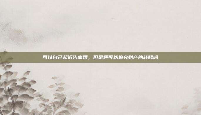 可以自己起诉告离婚，但是还可以追究财产的转移吗
