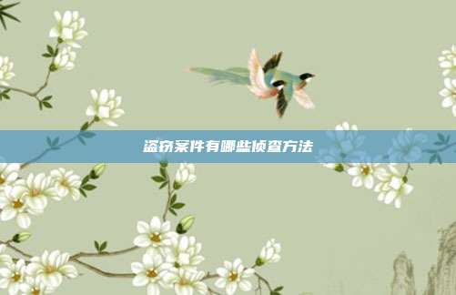 盗窃案件有哪些侦查方法