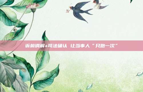 诉前调解+司法确认 让当事人“只跑一次”